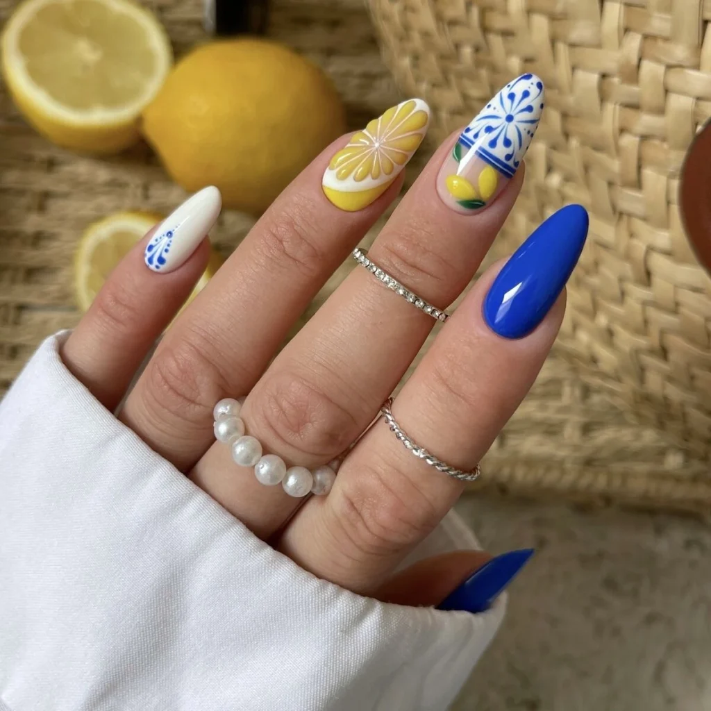 Styling electric cobalt and bold blues with Hybrid Nail Polish - SEMILAC USA Blog Electric Cobalt nails