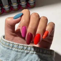 Skittle Nails A Different Shade on Every Finger with Semilac Hybrid Polish - SEMILAC USA Blog Skittle Nails