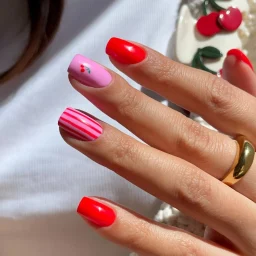 How to Do Cherry Watermelon Nails with Semilac Hybrid Polish - SEMILAC USA Blog cherry and watermelon nails