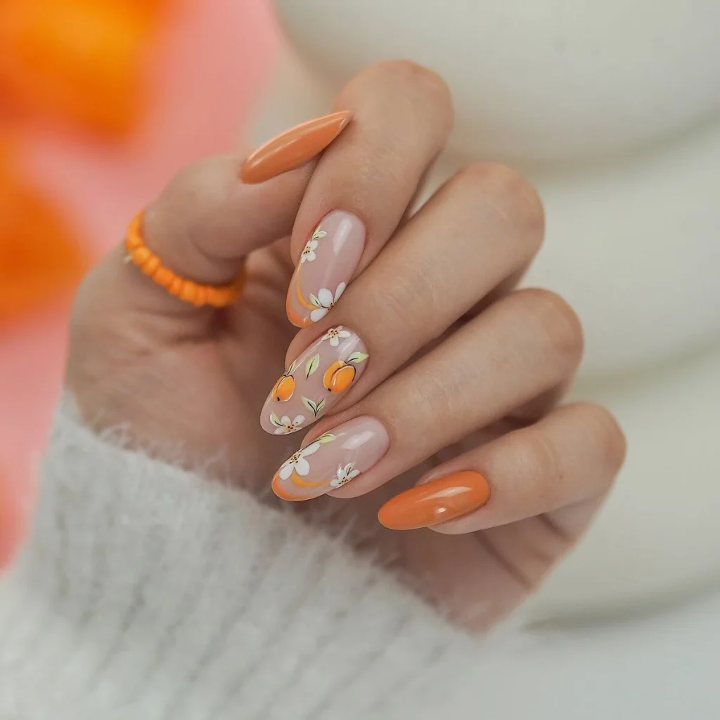 How to Paint Citrus Nails Lemon Orange Slices with Semilac UV Hybrid - SEMILAC USA Blog citrus nails